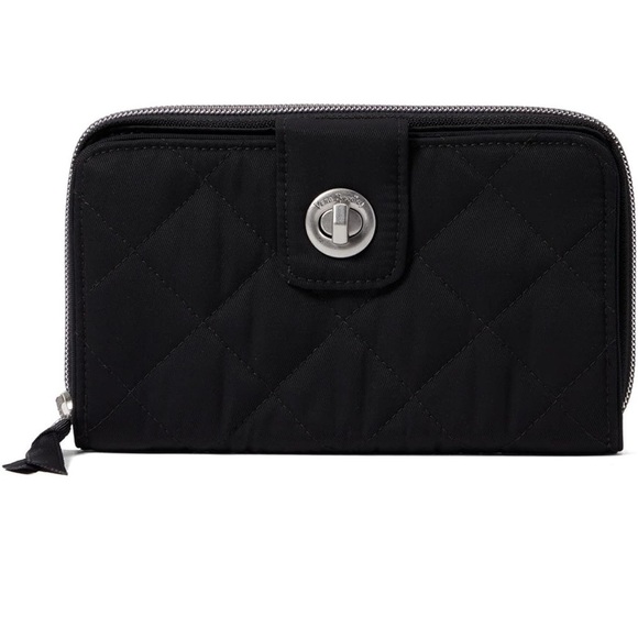 Vera Bradley Women's Performance Twill Turnlock Wallet With RFID, Black. - Picture 6 of 6